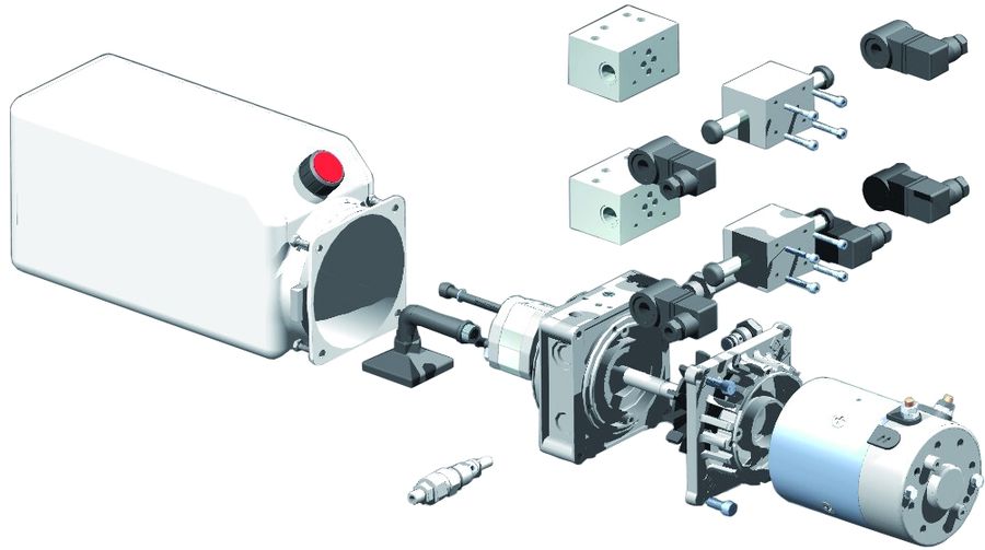 Éclaté d'une centrale hydraulique